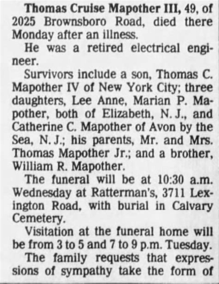 Thomas Mapother III Lost Her Wife At The Age Of 80